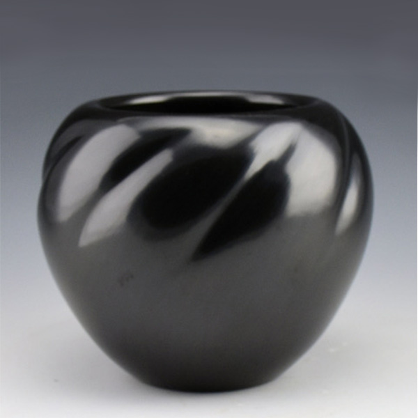 Toni Roller Blackware Melon Bowl, Santa Clara Pueblo