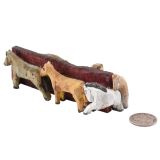 Jorge Lovato 6 Horses Around a Red Wall Miniature Wood Carving