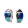 Supersmith Mask Friendly Sterling Silver Oval Huggie Earrings with Multi Stone Inlay