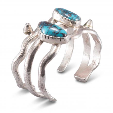 Carol Krena Sterling Silver with Bisbee Turquoise Cuff Set