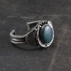 Steve Arviso Sterling Silver Horseshoe Cuff with Blue River Turquoise