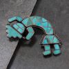 Vintage Rainbow Man Pin with Blue Gem Turquoise
