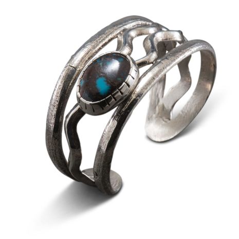 Carol Krena Silver Cuff with Bisbee Turquoise