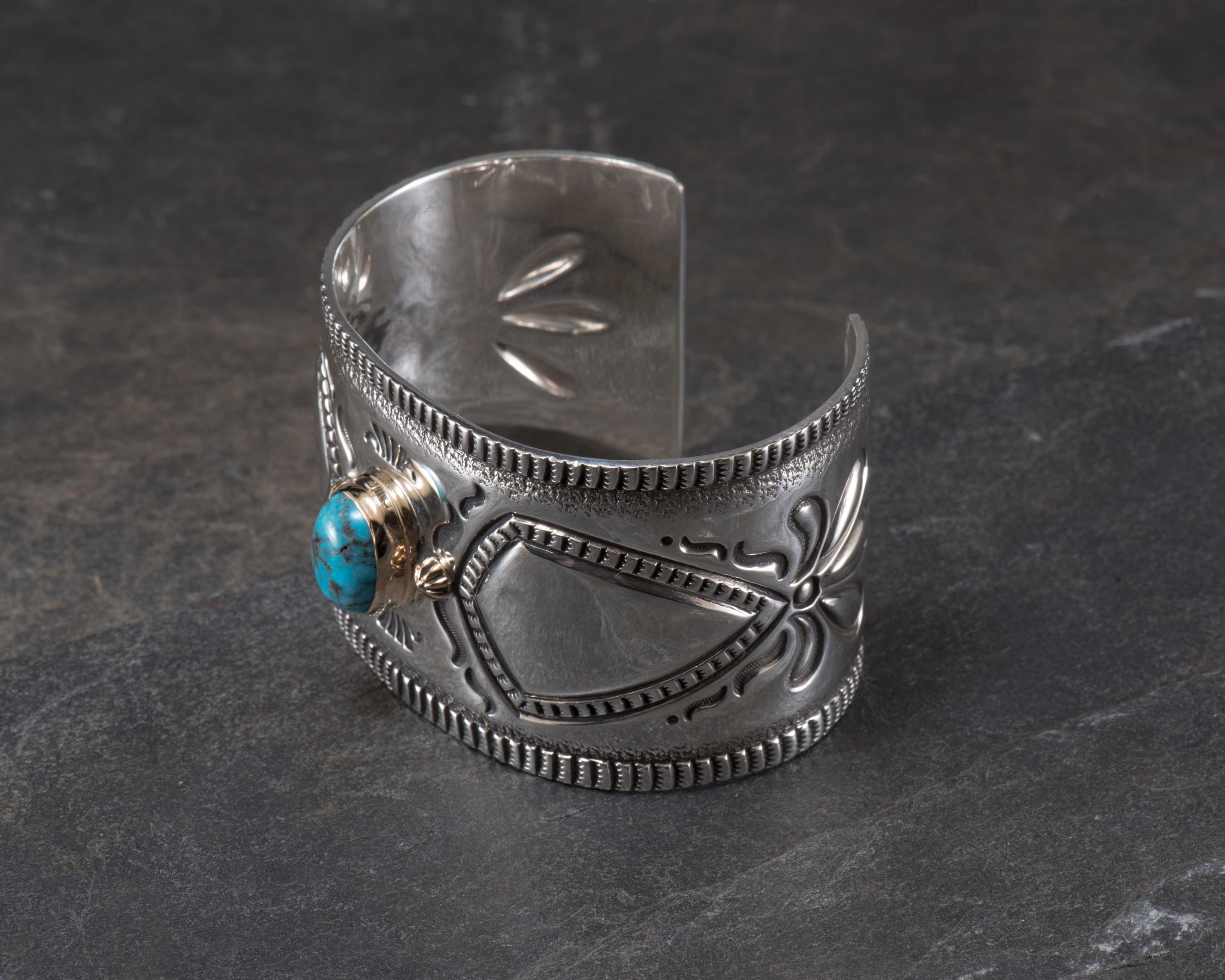 Jennifer Curtis 14kt Gold and Sterling Silver Cuff with Turquoise