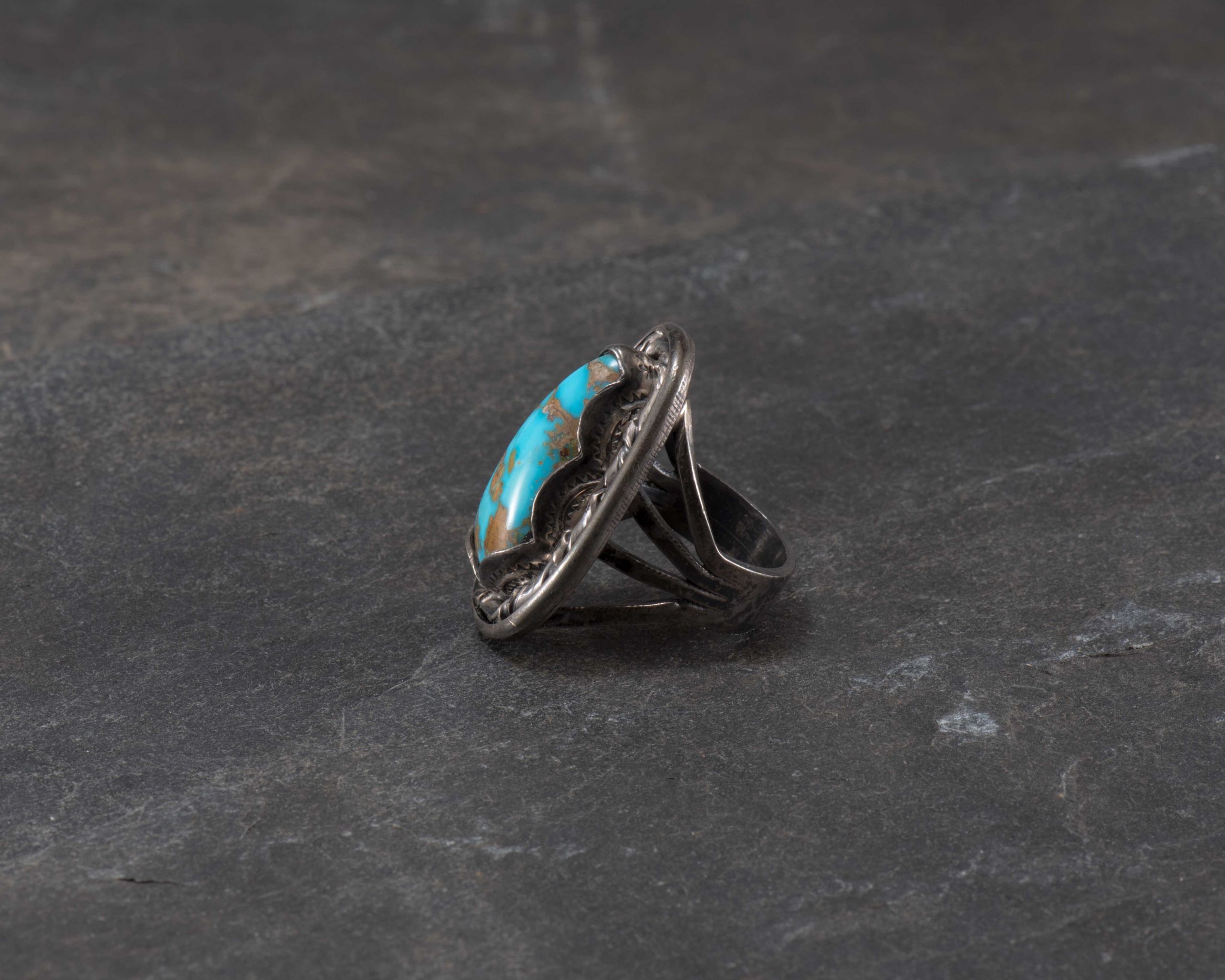 Vintage Turquoise Ring with Open Shank Detail