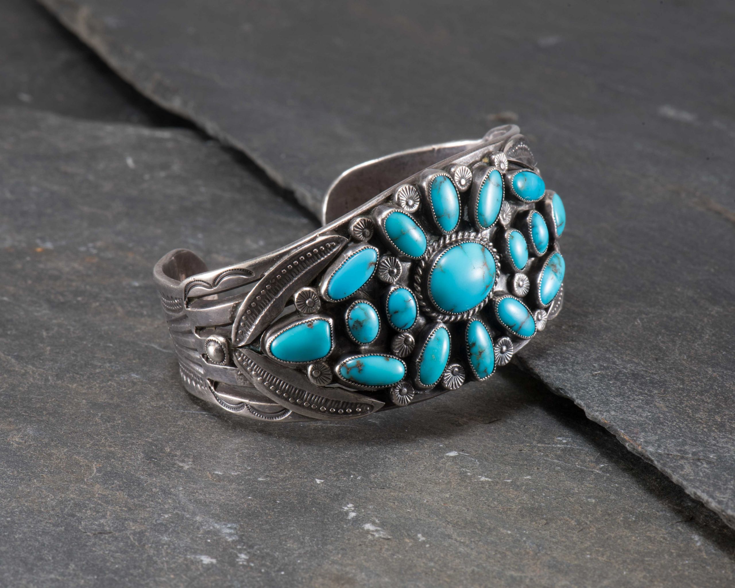Vintage 8 Stone Turquoise Bracelet by John Mike