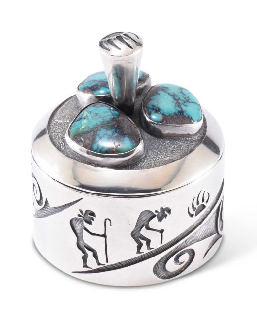 Preston Monongye Silver Cylinder with Bisbee Turquoise