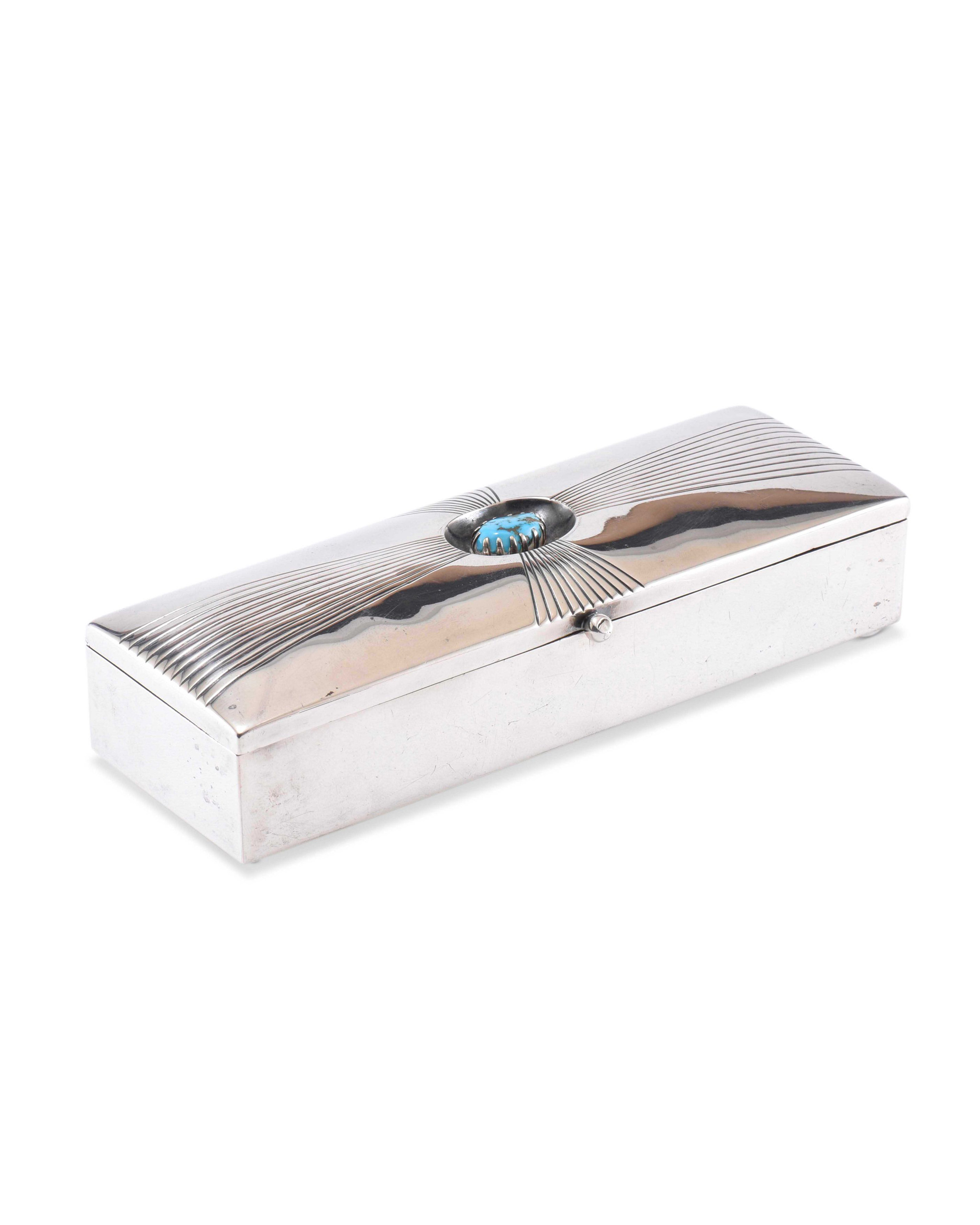 Kenneth Begay Silver Box with Turquoise