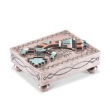 Navajo Silver Box with Zuni Rainbow Man