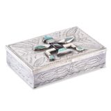 Navajo Silver Box with Zuni Knifewing Man