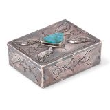 Navajo Silver Box with Blue Gem Turquoise