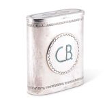 Navajo Silver Pipe Tobacco Canister with Zuni Turquoise Monogram Inlay