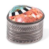 Navajo Silver Cylinder with Inlaid Shell Lid