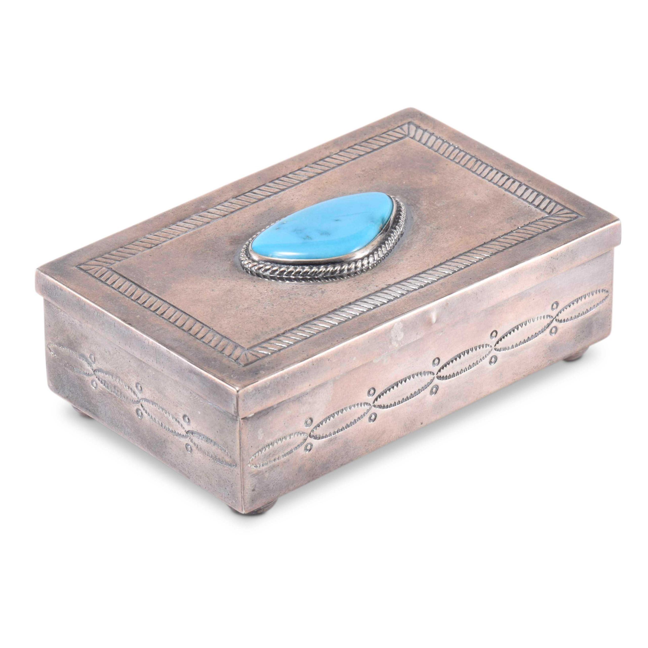 Navajo Silver Box with Turquoise