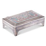 Frank Vacit and Roger Skeet Sr Silver Box with Inlaid Ye’ii Rug Design