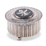 John Leekity Silver Cylinder with Mosaic Knifewing Man