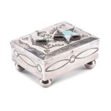 Navajo Silver Box with Zuni Inlaid Sun and Moon