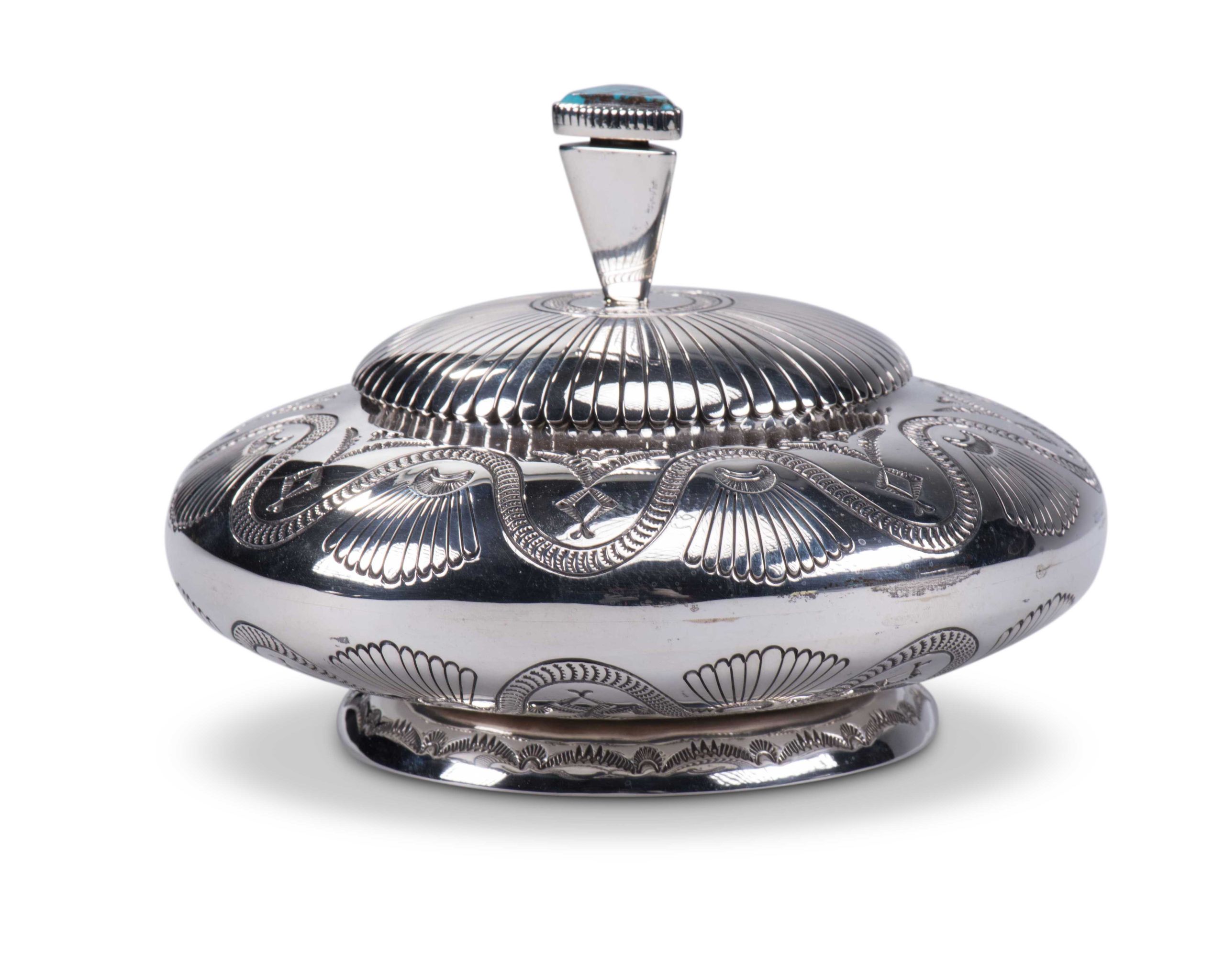 Thomas Curtis Raised Hollowware Box with Turquoise