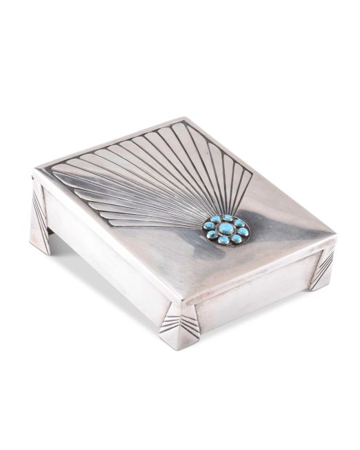Kenneth Begay Silver Box with Turquoise