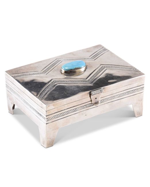 Johnny Mike Begay Silver Box with Turquoise