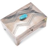 Johnny Mike Begay Silver Box with Turquoise