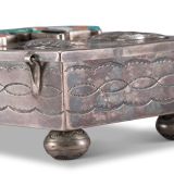 Navajo Silver Box with Zuni Knifewing Man
