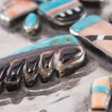 Navajo Silver Box with Zuni Inlay Knifewing Man