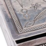 Navajo Silver Box with Zuni Inlay Knifewing Man