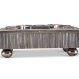 Navajo Silver Box with Zuni Inlay Knifewing Man