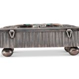 Navajo Silver Box with Zuni Inlay Knifewing Man