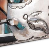 Navajo Silver Box with Zuni Inlay Knifewing Man