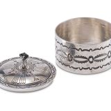Thomas Curtis Raised Silver Hollowware Box with Gem