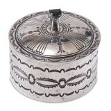 Thomas Curtis Raised Silver Hollowware Box with Gem