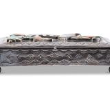 Navajo Silver Box with Zuni Inlay Rainbow Man