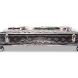 Navajo Silver Box with Zuni Inlay Rainbow Man