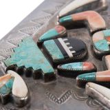 Navajo Silver Box with Zuni Inlay Rainbow Man