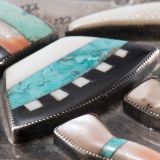Navajo Silver Box with Zuni Inlay Rainbow Man