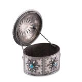 Perry Shorty Silver Cylinder with Turquoise