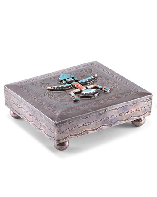 Navajo Silver Box with Knifewing Man
