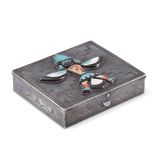 David Tsikewa Silver Box with Inlaid Knifewing Man
