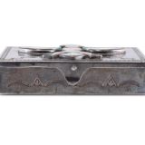 David Tsikewa Silver Box with Inlaid Knifewing Man