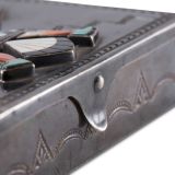 David Tsikewa Silver Box with Inlaid Knifewing Man