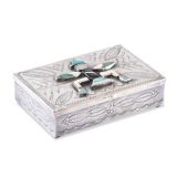 Navajo Silver Box with Zuni Knifewing Man