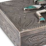 Navajo Silver Box with Zuni Knifewing Man