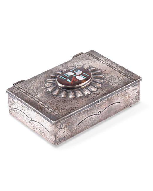 Joe H. Quintana Silver Box with Turquoise - Four Winds Gallery