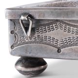 Navajo Silver Box with Leekya Deyuse Carved Turquoise Bear