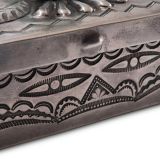Navajo Silver Box with Leekya Deyuse Turquoise Frog Fetish Carving