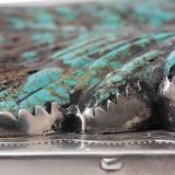 Navajo Silver Box with Leekya Deyuse Turquoise Leaf Fetish Carving