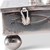 Navajo Silver Box with Leekya Deyuse Turquoise Leaf Fetish Carving