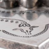 Navajo Silver Box with Leekya Deyuse Turquoise Leaf Fetish Carving